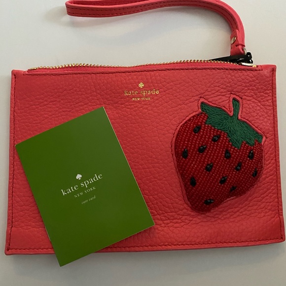 Pink Kate Spade Clutch with Strawberry Embroidery - Picture 5 of 5